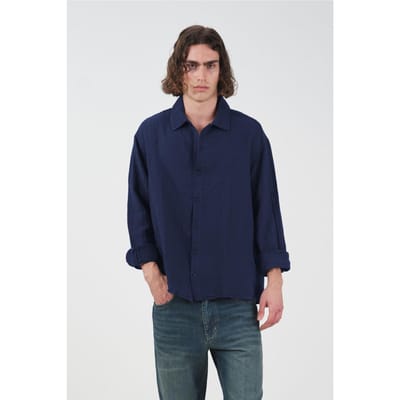 Heren Relaxed Fit Katoenen Langdellige Shirt