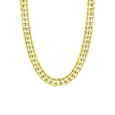 Lucardi Dames Ketting met gourmetschakel - Staal - Ketting - Cadeau - 50 cm - Goudkleurig