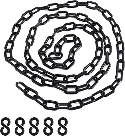 Zwarte Plastic Ketting van 1,5 m met 6 mm Dikte voor Veiligheidsafzettingen, Verkeerscontrole en Publieksbegeleiding met 5 Haken