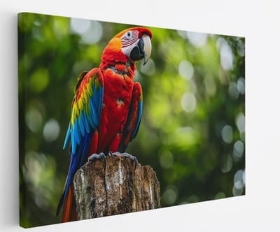 Saammp Canvas Schilderij - Papegaai - Kleurrijk - Dieren - Natuur - 30x20 - Foto op canvas - Wanddecoratie - muurdecoratie Woonkamer - Slaapkamer decoratie - Canvas Print