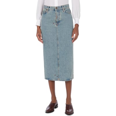 Moschino Blue Cotton Denim Skirt Blue Size: 36 | Midi Skirts Outlet | Dames | Blauw