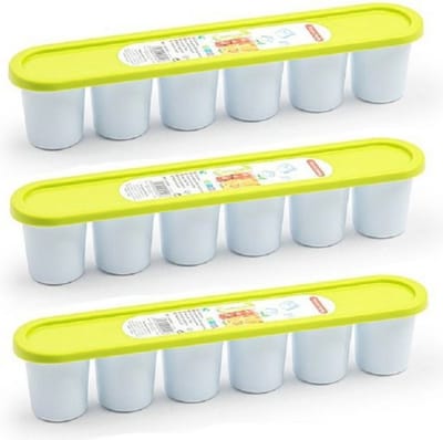PlasticForte Grote ijsblokjes/ijsklontjes vormen - 3x - met deksel - groen - 30 x 6 cm - XXL