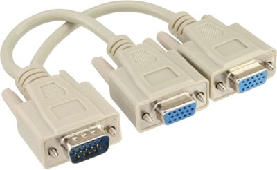InLine® VGA Y-adapterkabel, VGA male naar 2x VGA female