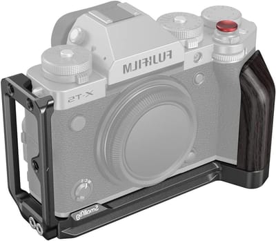 L Bracket voor FUJIFILM X-T5 met Zwart Houten Handgreep en Snelle Bevestigingsplaat voor Arca Swiss - Ideaal voor Fotografie en Videografie