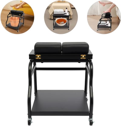 Voetbad Trolleywielen + Houten Planken - Voetbadmachine-Draagbare Voetspa-Compact Ontwerp- Stevige Constructie-Soepele Rolwielen- Duurzaam IJzeren Frame-Pedicure Voetkom.