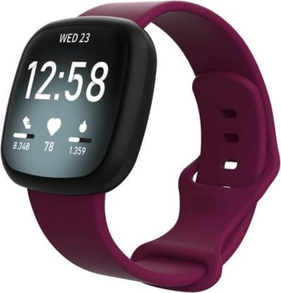 By Qubix - Compatible Fitbit bandje - geschikt voor Fitbit Versa 3 & 4 / Sense 1 & 2 Sportbandje - Wijnrood - Maat: S/M Smartwatchbandje bandje Armband Polsband Strap Band Watchband