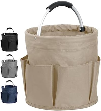 PromoHome 17 Liter Opvouwbare Picknickmand met 6 Vakken en Comfortabel Handvat - Waterdichte Draagbare Strandtas voor Camping, Boodschappen en Outdoor Activiteiten "Kaki"