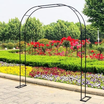 Metalen Rozenboog - Tuin Arch - Klimplanten Ondersteunen - Weerbestendige Coating - 300 cm Breed - Zwart