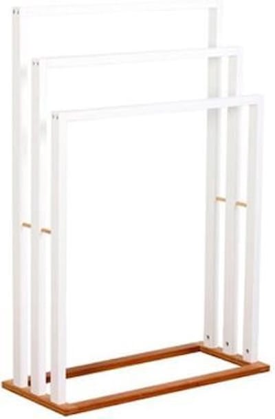 5Five Handdoeken ophang/drogen rek badkamer - wit bamboe hout - 55 x 24 x 82 cm