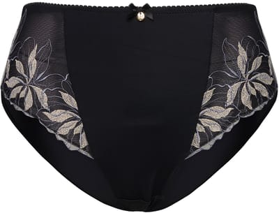 TruYou - Dames - Midi-slip bloemenborduursel microvezels - Zwart - Maat 58+