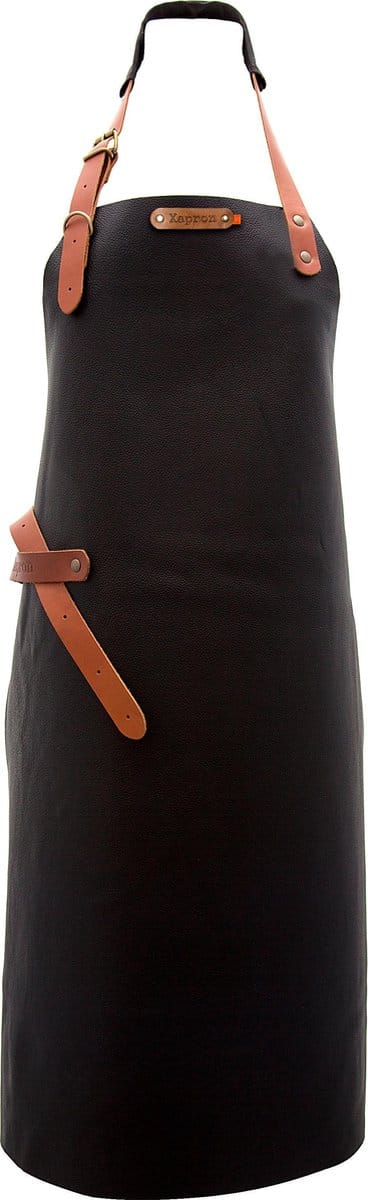 Xapron luxe leren BBQ schort Montana - kleur Black (zwart)
