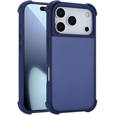 Coverzs matte shock hoesje geschikt voor iPhone 17 Pro (donkerblauw) – stevige case met krasbestendige bescherming, slank design en perfecte pasvorm