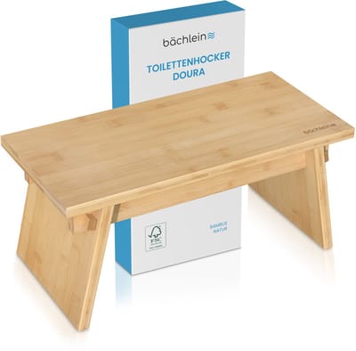 Bächlein Badhocker Doura – Ergonomischer Holz-Toilettenhocker aus FSC-zertifiziertem Bambus