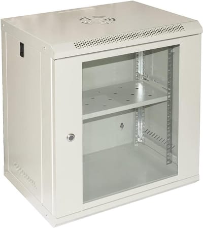 Kastrek - Serverkast - Netwerk Organisatie - Gehard Glas Deur - 12 Eenheden - Grijs