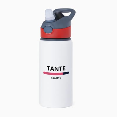 Hacebo® - tante loading waterfles met rietje rood - Tante - ochtendkoffie laden - verjaardagscadeau - verjaardag - cadeau - cadeautje voor tante - tante artikelen - kado - geschenk - gift - water fles - 650ML