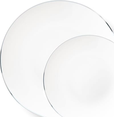Decorline -32 Elegante Stabiele Herbruikbare Plastic Borden | Classic Collectie | Wit met gouden rand.Duurzaam serviesset voor voor Kerstmis,Bruiloften, Verjaardagen, Feesten en Evenementen.