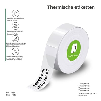 Olympia OL 6313 Thermische Labels - Etiketten - 180 stuks - Transparant - Thuis/ Hobby/ Kantoor - voor Olympia Thermische Label Printer P22-serie - 1-Pack