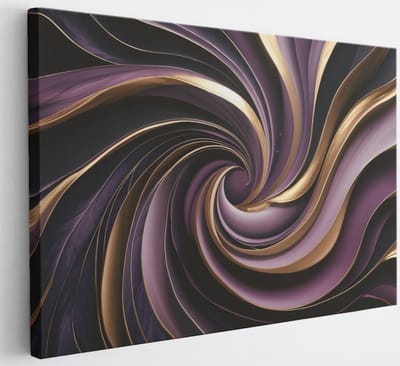 Saammp Canvas Schilderij - Paars goude vormen - Abstract - 30x20 - Foto op canvas - Wanddecoratie - Muurdecoratie Woonkamer - Slaapkamer decoratie - Canvas Print