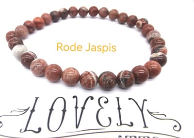 Armband – Edelsteen – Jaspis Chalcedoon - 6mm Kralen - 18 cm - Werking: positieve werking op het geheugen en kalmeert op stressmomenten.