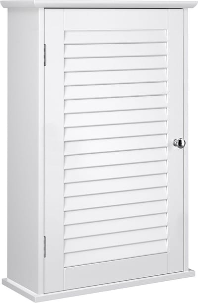 Kast - Wandkast - badkamerkast - Met deur - 40 x 16 x 60 cm - Hout - Wit