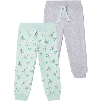 LUPILU Meisjesjoggingbroek, 2 stuks, met hoog katoengehalte (Blauw/grijs, 86/92)