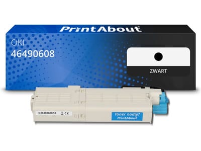 PrintAbout huismerk Toner 46490608 Zwart Geschikt voor OKI