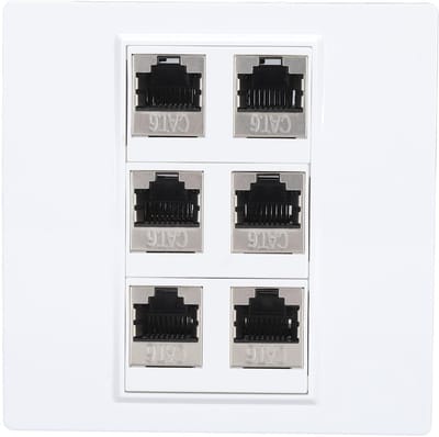 Vt products - Cat6 Ethernet-wandplaatuitgang - 6-poorts RJ45-netwerk - Rommelvrije kabels - Muurkoppeling - Voor eenvoudig netwerkbeheer - Geschikt vo