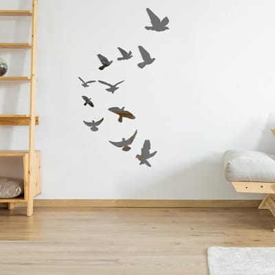 Vogels in Spiegelformaat Muurstickers voor Woonkamer en Slaapkamer - 3D Decoratie voor Thuis, Muurdecoratie en Creatieve Interieurstyling