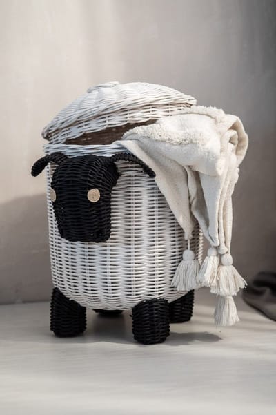 Monnarita - Rattan Mand - Baranek Mimi - Met Deksel - Handgemaakt