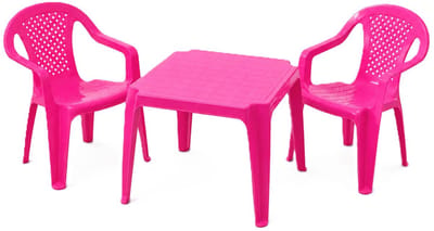 Pro garden kinder tuinset - roze - kunststof - kindertafel en stoeltje - binnen/buiten