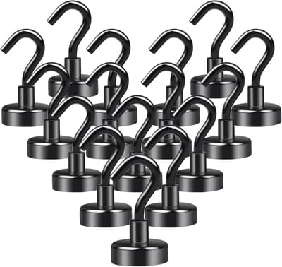16 stuks neodymium magneethaken, 20 kg, extra sterk, 20 mm, haken voor cruise, barbecue, keuken, gadgets
