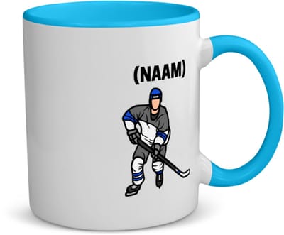 Akyol - ijshockey met eigen naam koffiemok - theemok - blauw - Sport - ijshockeyer - sport - 350 ML inhoud
