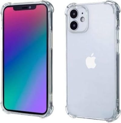 Ceezs Shockproof TPU hoesje met camera protectie geschikt voor Apple iPhone 12 - schokbestendig - doorzichtige case - optimale bescherming - transparant + glazen Screen Protector