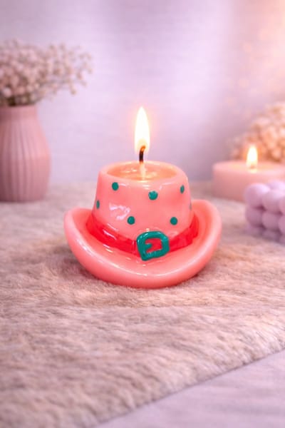 Kaars ‘Cowboy Hoed’ – Speels, uniek & een echte blikvanger | Viva Femme | Kaarsen | Decoratie | Cadeau | Moederdag