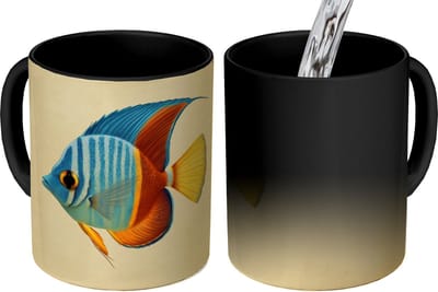 Magische Mok - Foto op Warmte Mokken - Koffiemok - Vis - Vinnen - Blauw - Ogen - Magic Mok - Beker - 350 ML - Theemok