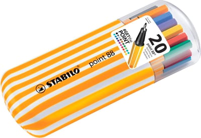 STABILO Point 88 - Premium Fineliner 0,4 mm - Zebrui Box - Etui Met 20 Verschillende Kleuren