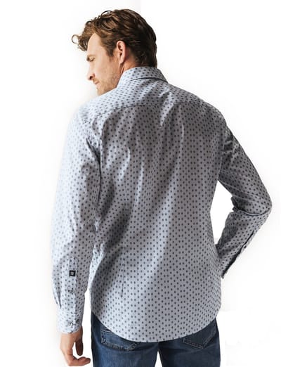 casual overhemd State of Art blauw met print en borstzak