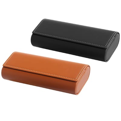 Dailygoods - Brillenkoker Hardcase - 2 Stuks, Vintage Stijl, Metalen en Leer