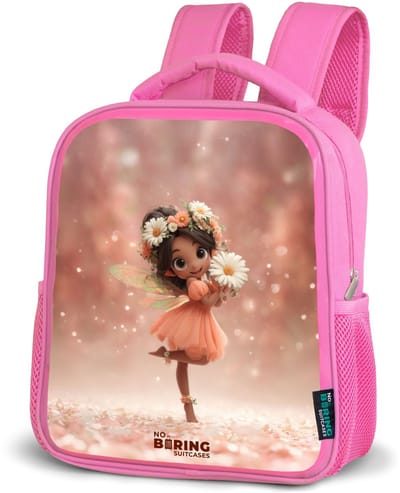 NoBoringSuitcases.com® - Rugzak roze - Schooltas meisjes - Fee met madeliefjes - Kinder rugtas meisje - Boekentas kind - Kinderrugzak voor school - Schoolrugzak