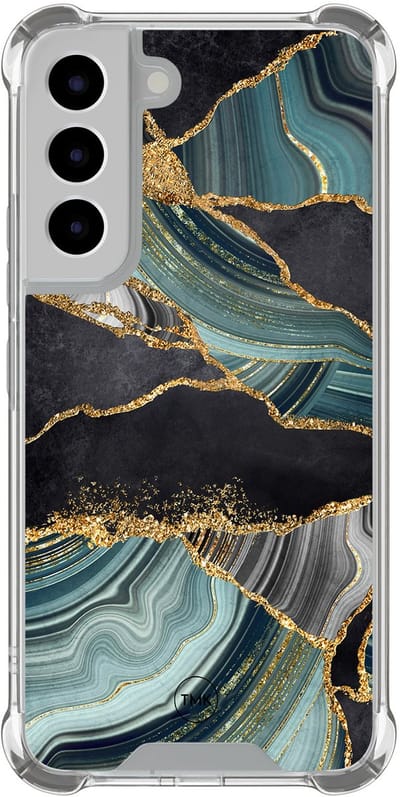 Shockproof hoesje geschikt voor Samsung Galaxy S22 - Marble jade stone - Schokbestendig - Verhoogde randen - TPU case - Extra Sterke Back Cover - Marmer - Transparant, Multi