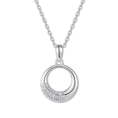 9NB-1689 – Zilveren open ronde ketting – Met zirkonia – Zilverkleurig – 925 zilver – 40+5 cm