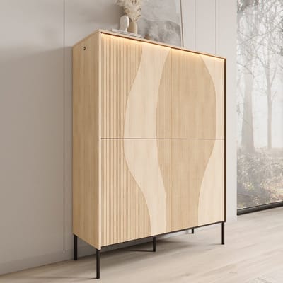 Meubella - Fontello - Dressoir - Eikenpatroon - 112x40x148 cm