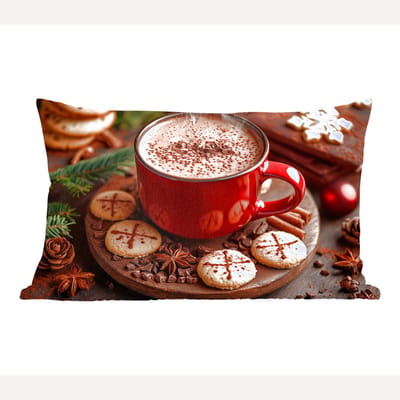 Sierkussens - Kussentjes Woonkamer - 60x40 cm - Chocolademelk - Mok - Winter - Kerst - Gezelligheid