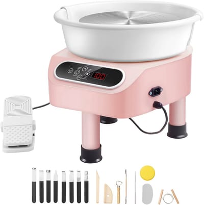 JOYNEXTBUY - Elektrische Pottenbakkersschijf 11 Inch – Aardewerkwiel - Voetpedaal – Keramiek Draaischijf – Pottenbakken – Roze