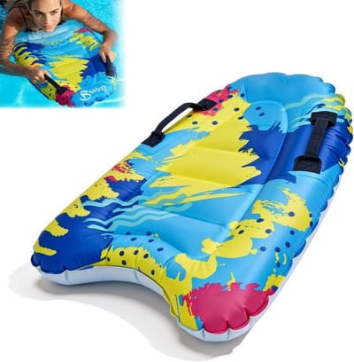 Opblaasbaar Bodyboard voor Kinderen en Volwassenen, 75 x 65 cm, Draagbaar en Vouwbaar, Perfect voor Strand, Zwembad en Waterplezier, Geschikt voor Watersport en Leren Surfen
