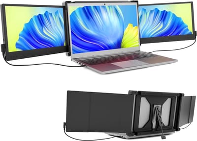 Quvo® Krachtige en Professionele Portable Monitor Pro 2024 - Full HD - 13” / 16.5” Tri-Screen - Laptop Scherm Uitbreider - Inclusief Beschermhoes en Kabels - Zwart -23cm x 33cm x 3cm