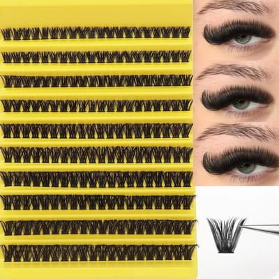 8-16mm Gemengde Maat D-Krul Design 80D Russische Krul Nepwimpers, Natuurlijk Zacht Pluizig Cluster Nepwimpers, Luchtig Rookeffect DIY Wimpers