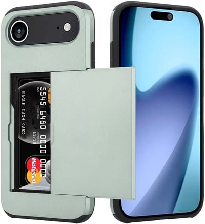 ShieldCase kaarthouder case met slider geschikt voor iPhone Air (donkergroen) – stevig hoesje met pasjeshouder, premium bescherming en strak design