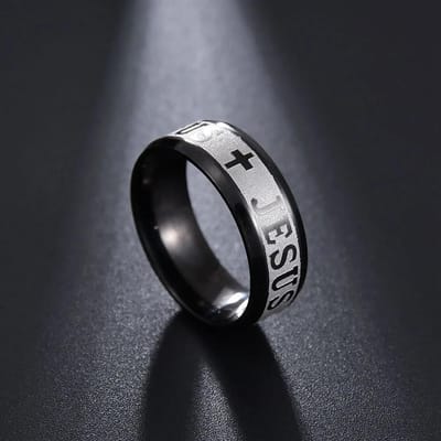 Mode Roestvrij Staal Bijbelvers Jezus Kruis Ringen Voor Mannen Vintage Christelijk Kruis Religieuze Ring Amulet Sieraden 9 gray