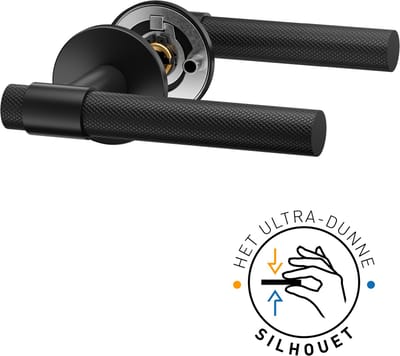 ROSA Super Slim Deurbeslag - Zwarte Deurklink met alleen krukrozet - Zonder sleutelrozet - Deurgrepen voor kamerdeuren - Binnendeur - Roestvrij staal